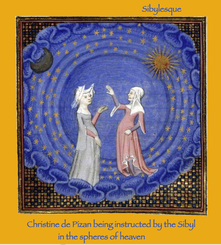 Sibylesque Christine de Pizan being instructed by the Sibyl in the spheres of heaven